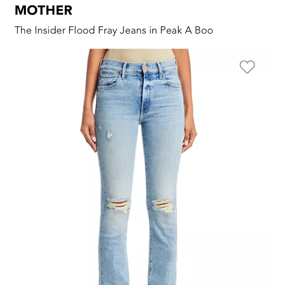 MOTHER The Insider Flood Fray Jeans size 34  Wash: Peak-A-Boo